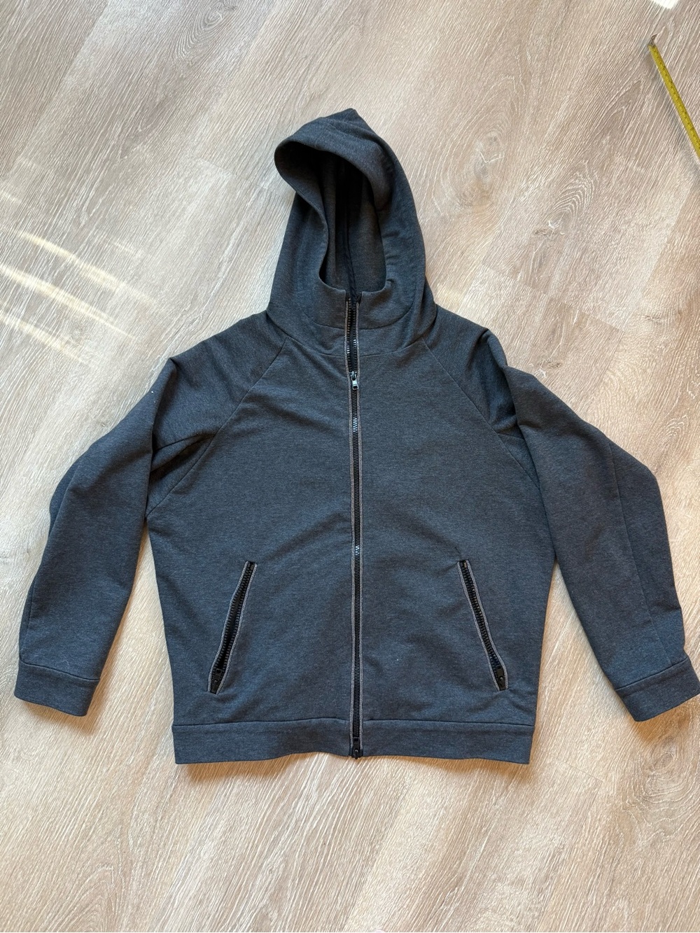 Woman’s Medium Athletic Hoodie Full Zip Hooded Sweatshirt Dark Gray